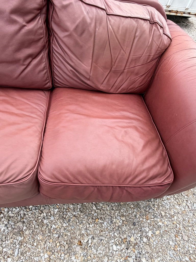 Rolled Arm Leather Sofa with Nailhead Trim