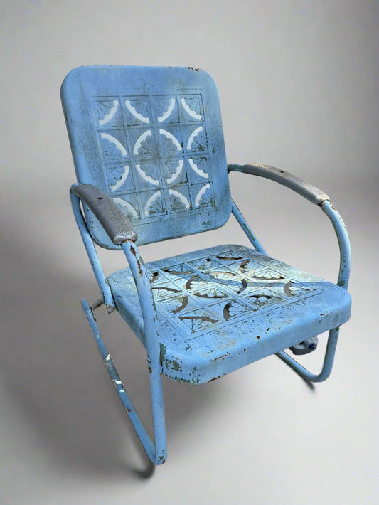 Vintage Metal Outdoor Lawn Chair Rocker