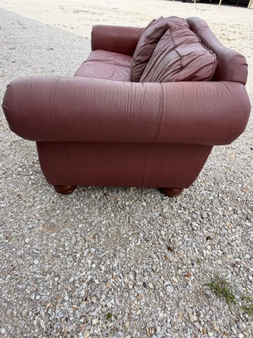 Rolled Arm Leather Sofa with Nailhead Trim