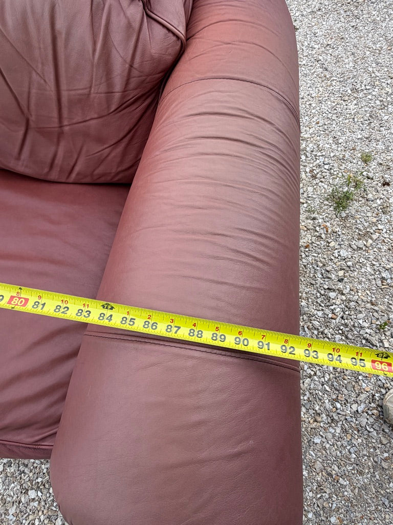 Rolled Arm Leather Sofa with Nailhead Trim