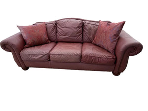 Rolled Arm Leather Sofa with Nailhead Trim