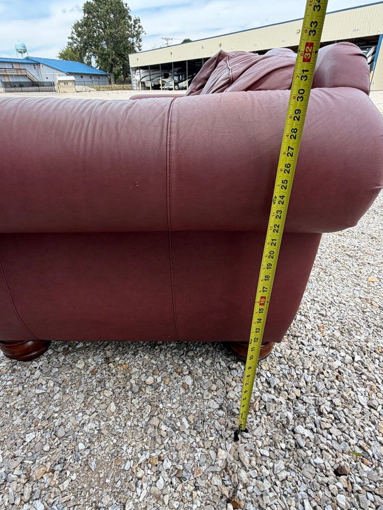 Rolled Arm Leather Sofa with Nailhead Trim