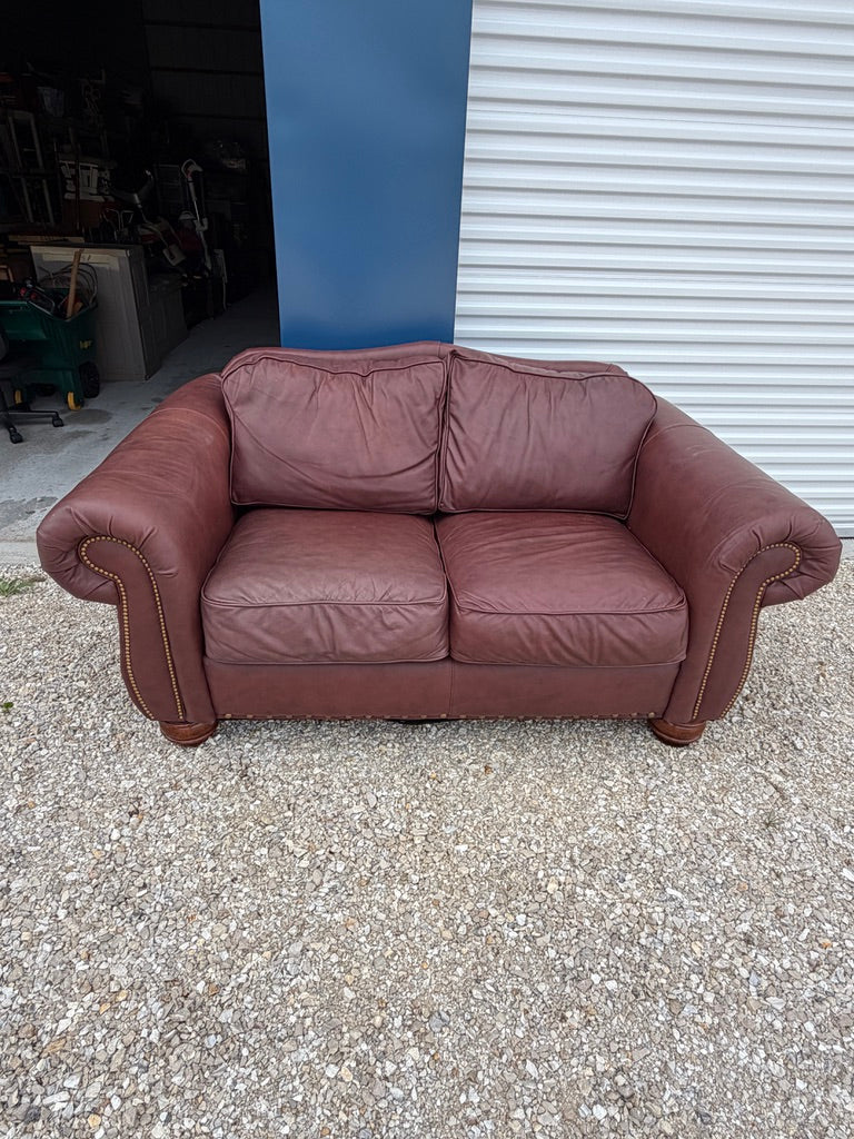 Rolled Arm Loveseat with Nailhead Trim