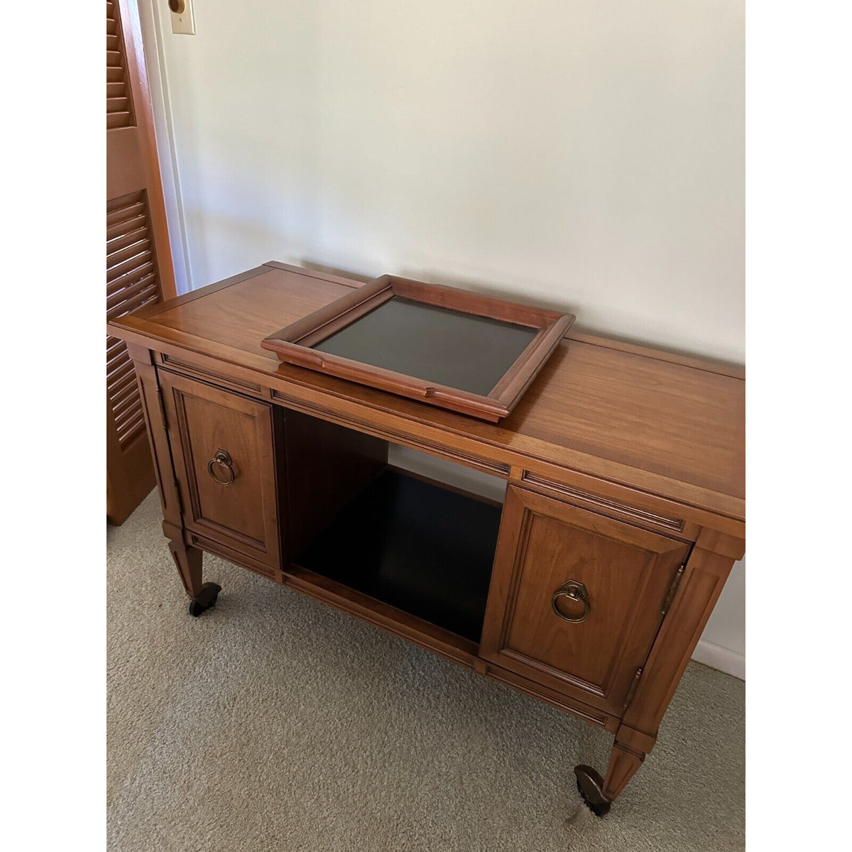Mid Century Walnut Serving Bar Cart