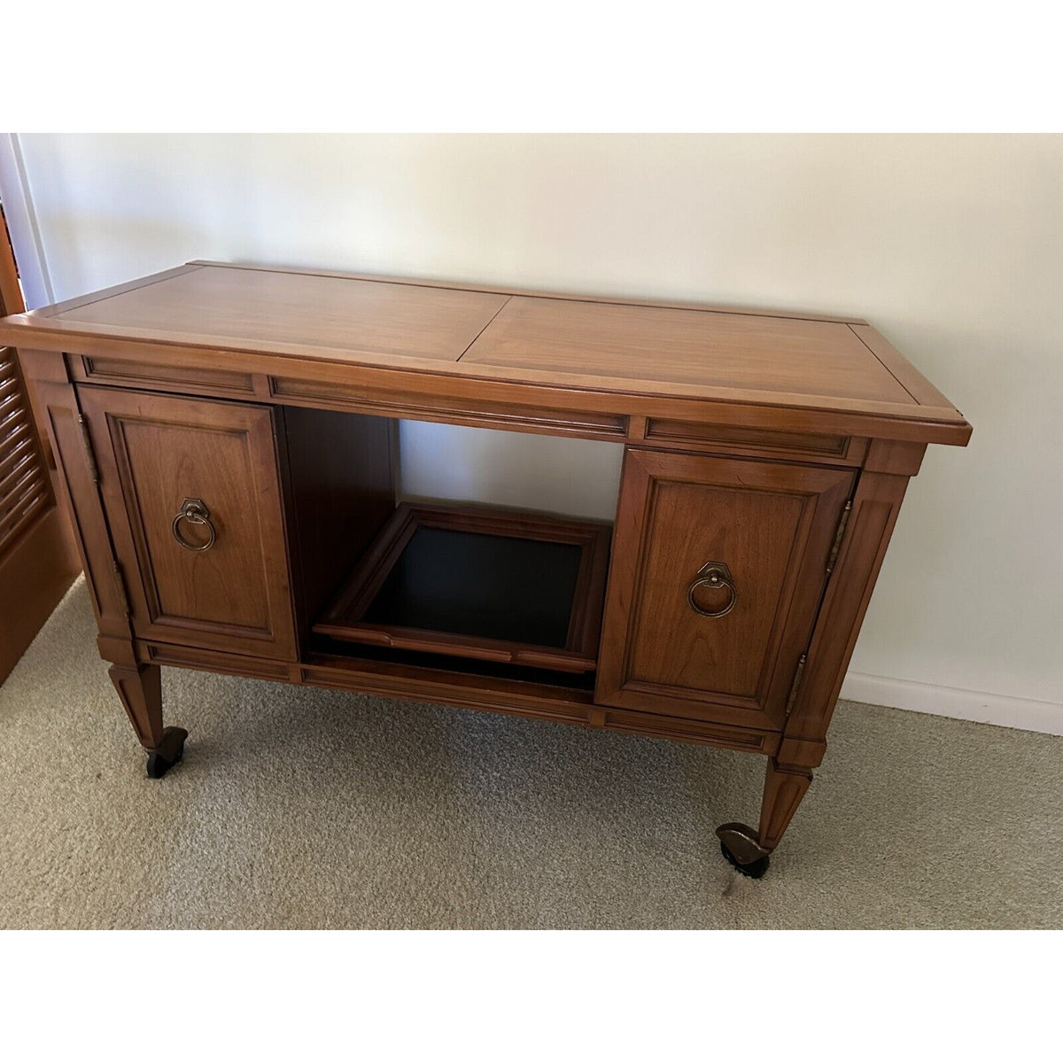 Mid Century Walnut Serving Bar Cart